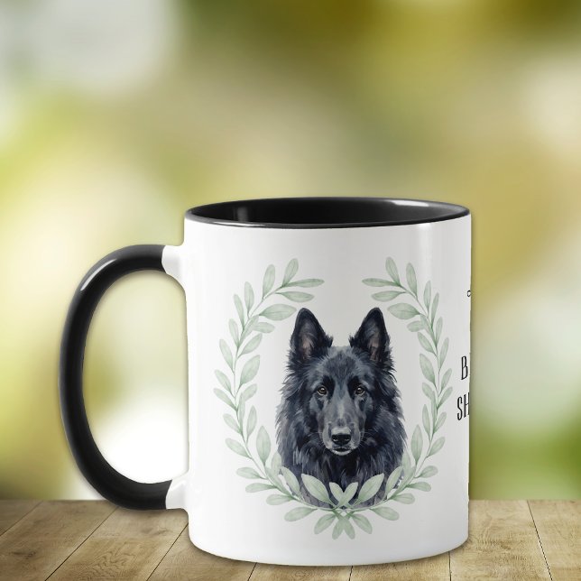 Mug Eucalyptus Wreath Belgian Sheepdog Monogram (Créateur téléchargé)