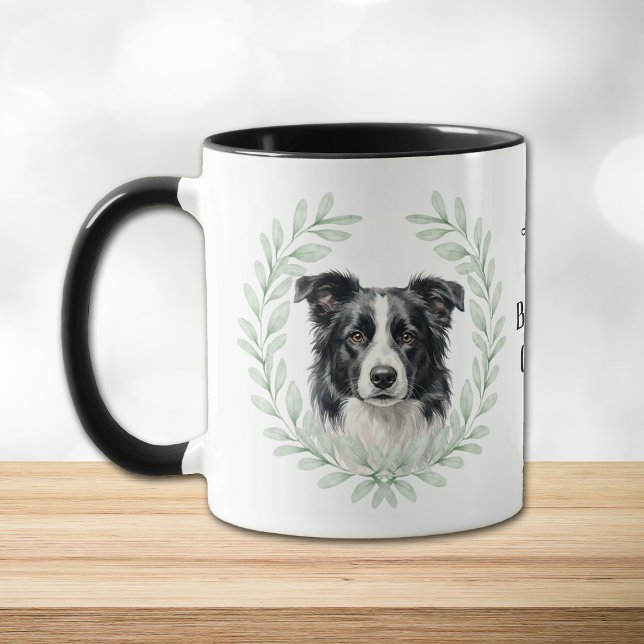 Mug Eucalyptus Wreath Border Collie Monogram (Créateur téléchargé)