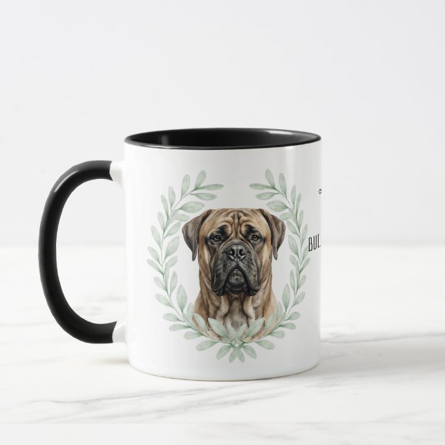 Mug Eucalyptus Wreath Bullmastiff Dog Monogram (Gauche)
