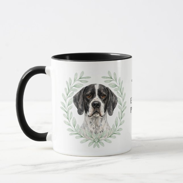 Mug Eucalyptus Wreath English Pointer Dog Monogram (Gauche)