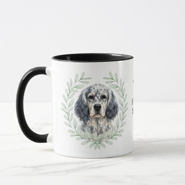 Mug Eucalyptus Wreath English Setter Dog Monogram (Gauche)