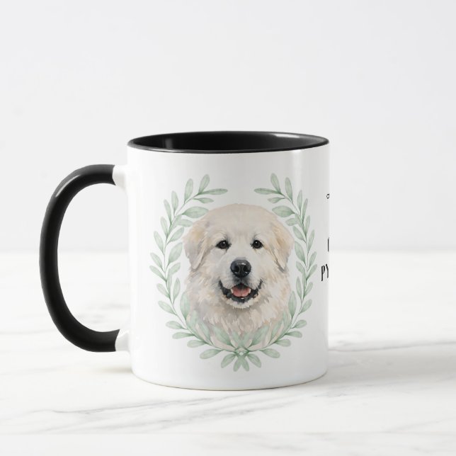 Mug Eucalyptus Wreath Great Pyrenees Dog Monogram (Gauche)