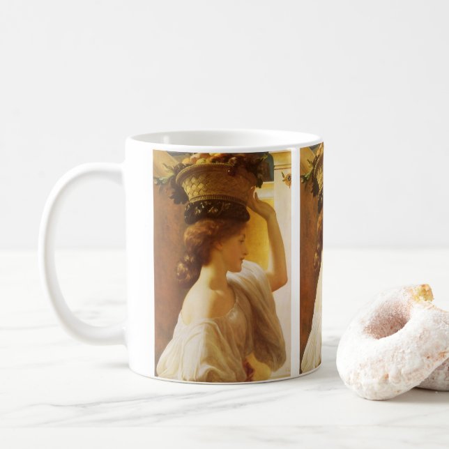 Mug Eucharis - Fille avec un panier de fruits de Leigh (Avec donut)