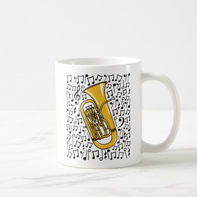Mug Euphonium Avec Notes Musicales, Musicien De Laiton (Droite)
