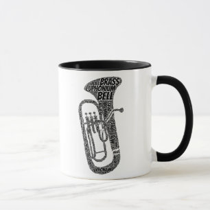 Mug Euphonium Formé Word Art Black Text