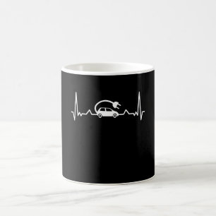 Mug EV Heartbeat Funny Electric Vehicle Cadeau Car Lov