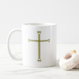 Mug Évangile de Jean 3:16 Grande Croix Dorée Simple Bl