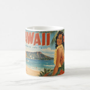 Mug Évasion Aloha de la fille hula hawaïenne vintage p