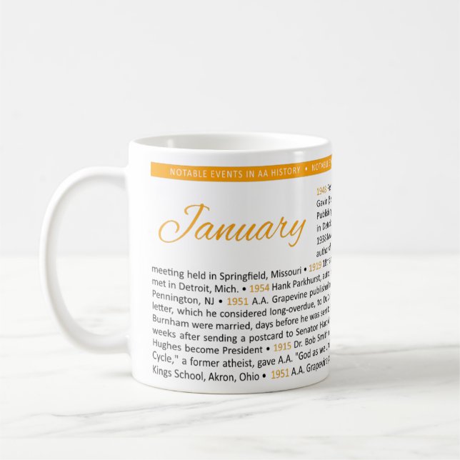 Mug Événements marquants de l'histoire des AA - Janvie (Gauche)