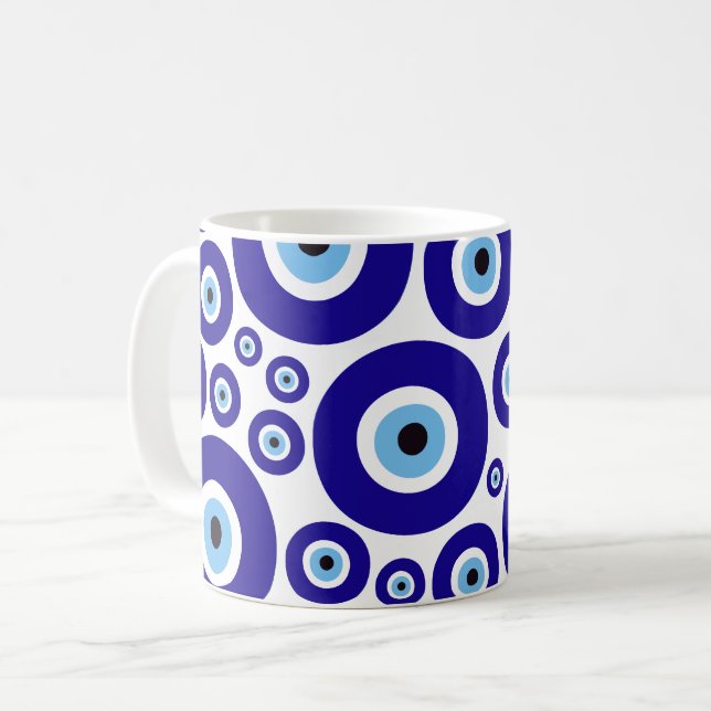 Mug Evil Eye Pattern, Greek Eye, Turkish Eye, Nazar (Devant gauche)