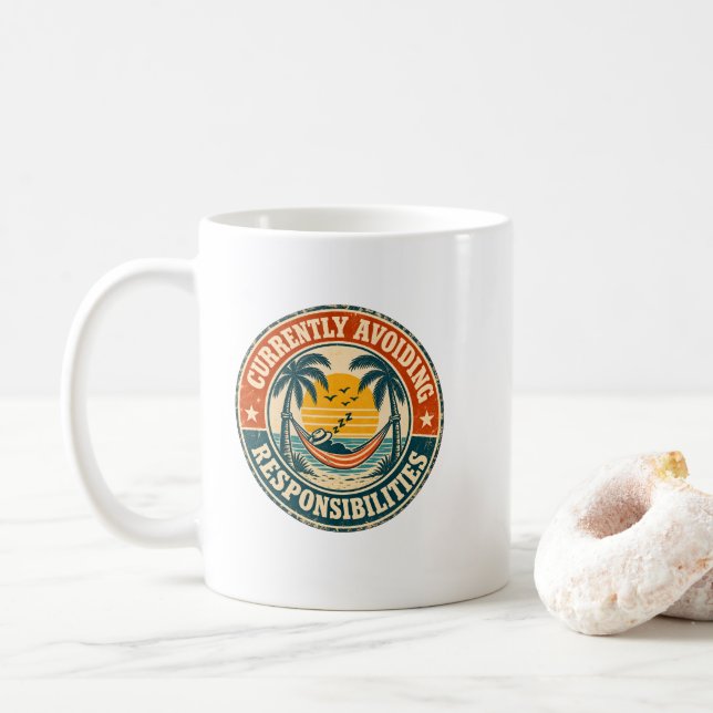 Mug Éviter Actuellement les Responsabilités  (Avec donut)
