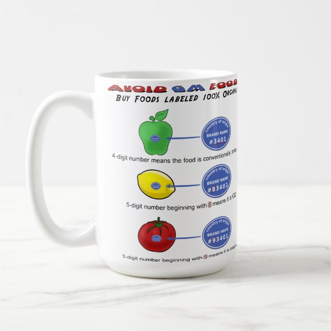 Mug Éviter les aliments GM éviter les codes PLU à 5 ch (Gauche)