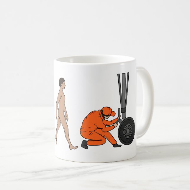 Mug Évolution de l'ingénieur d'avion Mécanicien drôle (Devant droit)