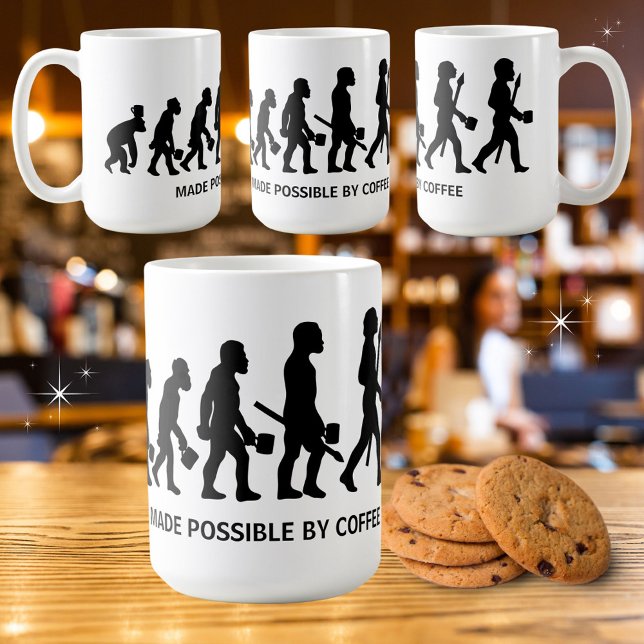 Mug Évolution drôle rendue possible par (Shown in 15oz. Available in multiple sizes, styles and colors. )