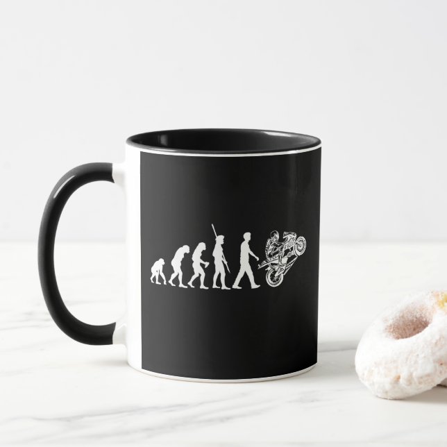 Mug Évolution du cycliste motocycliste (Avec donut)