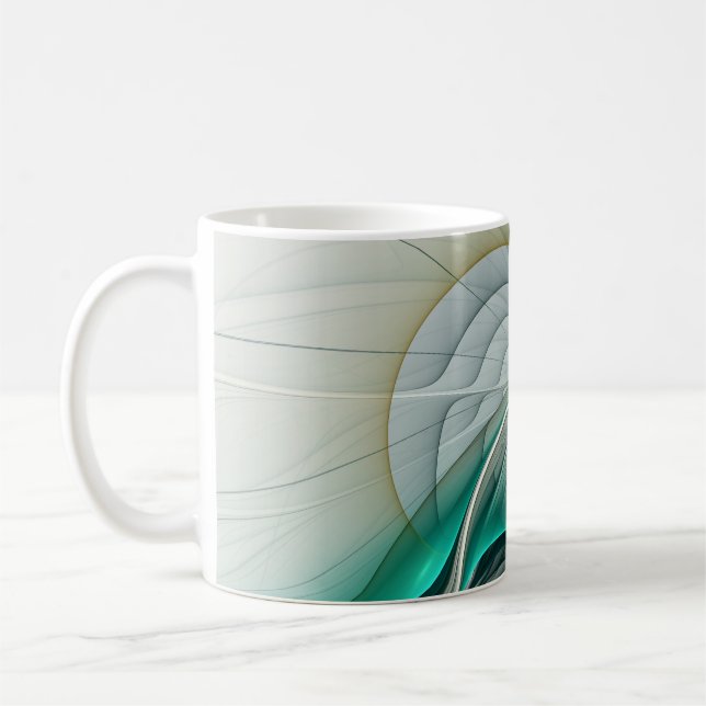 Mug Évolution fractale, Art Abstrait Turquoise d'or (Gauche)