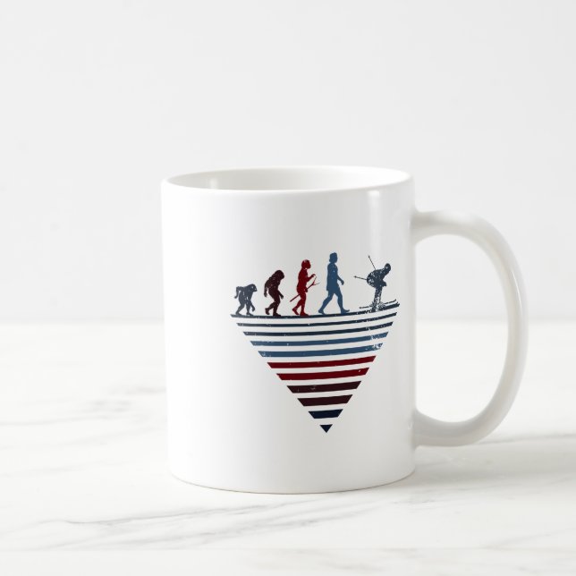Mug Évolution humaine - Joueur de ski vintage  (Droite)