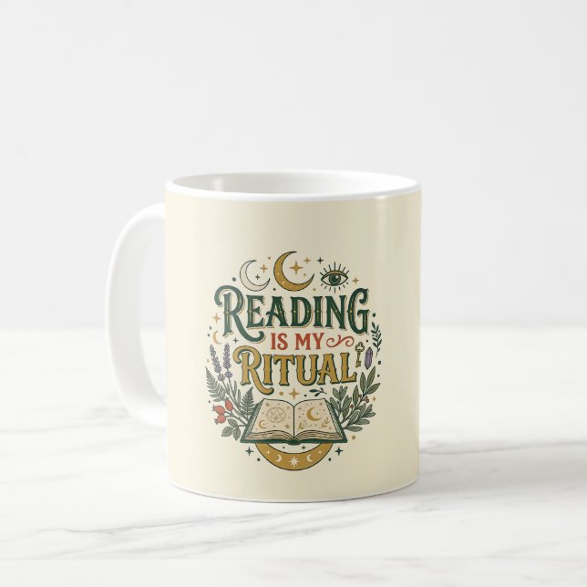 Mug Ex Libris La Lecture Est Mon Rituel Céleste Biblio (Devant gauche)