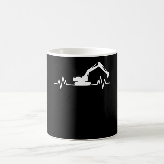 Mug Excavateur Heartbeat Motif Constructeur Cadeau (Centre)