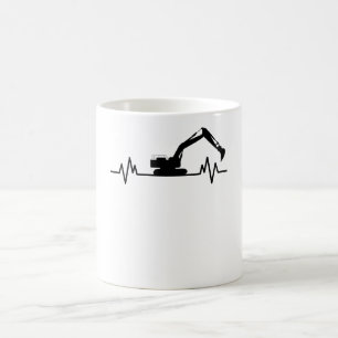 Mug Excavateur Heartbeat Motif Constructeur Cadeau