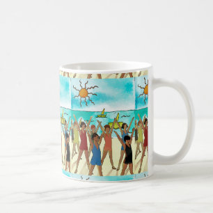 Mug Exercice enfants sur la plage, ajouter du texte