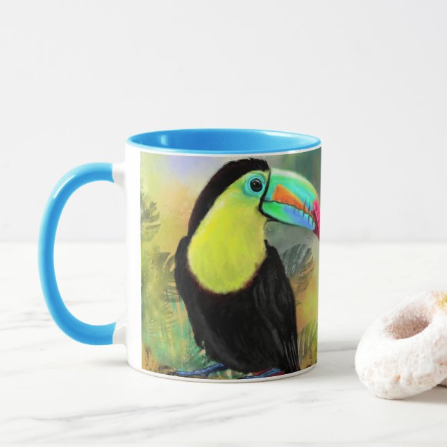 Mug Exotique Tropical Toco Toucan Bird - Peinture Mign (Avec donut)
