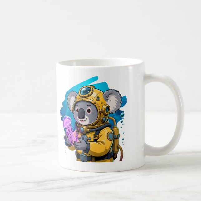 Mug Explorateur de dessin animé mignon Koala plongeur  (Droite)