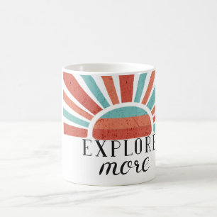 Mug Explorer davantage - Coucher de soleil rétro à dég