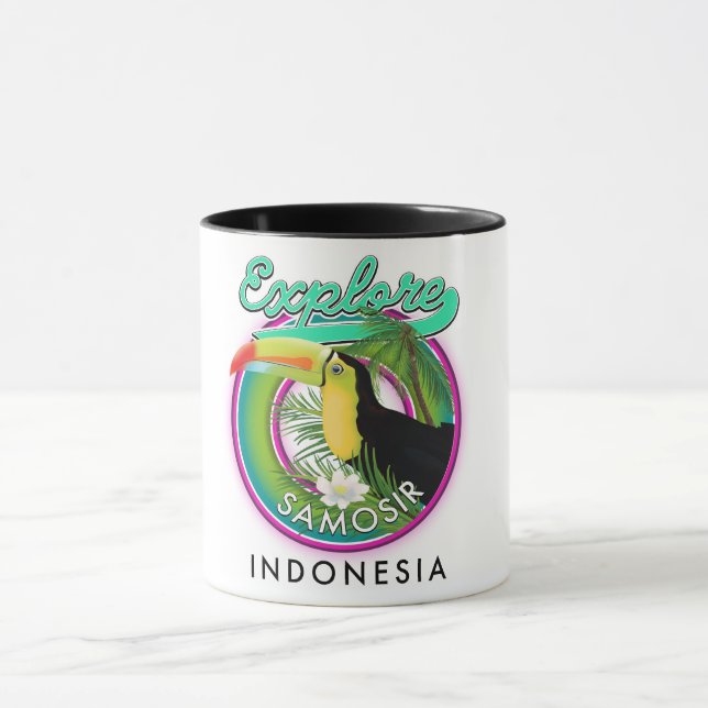 Mug explorer Samosir indonésie logo de voyage (Centre)