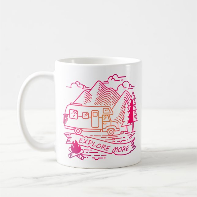 Mug Explorez Plus Camper Rose Van Mountain Nature Love (Gauche)