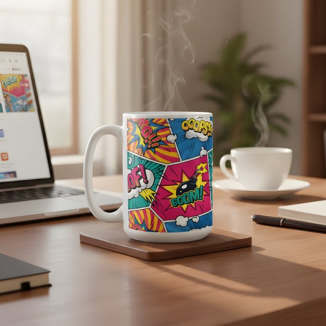 Mug Explosion de bande dessinée rétro - Vibrant Pop Ar (Créateur téléchargé)