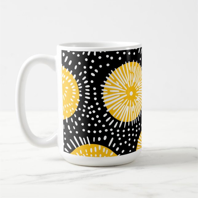 Mug Explosion de gribouillis noir jaune et blanc (Gauche)