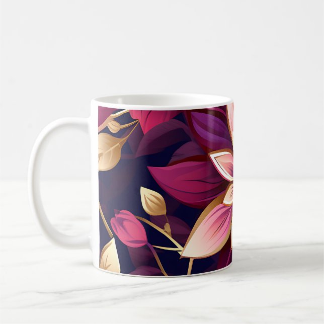 Mug Explosion Florale Bourgogne Et Or (Gauche)