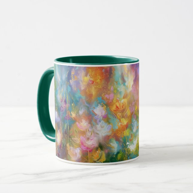 Mug Explosion florale cosmique abstraite dans des coul (Devant gauche)