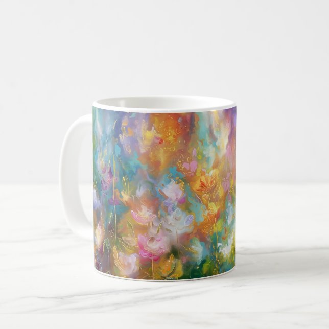 Mug Explosion florale cosmique abstraite dans des coul (Devant gauche)