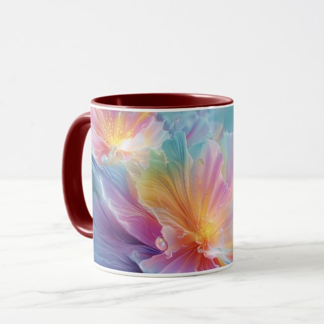 Mug Explosion florale cosmique abstraite en pastel (Devant gauche)