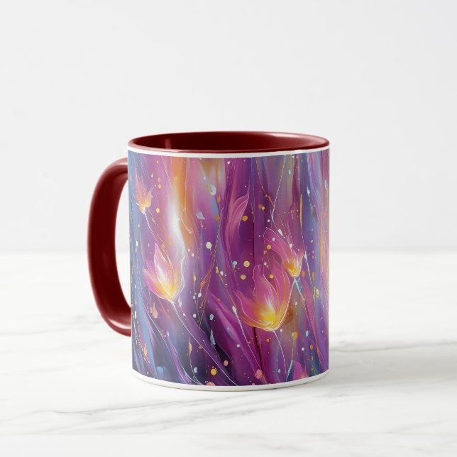 Mug Explosion florale lumineuse abstraite (Devant gauche)