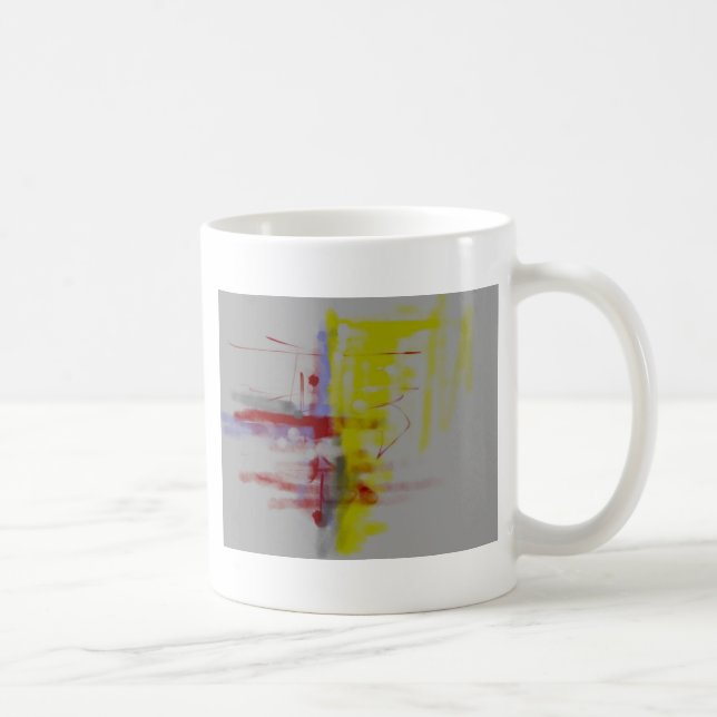 Mug Expressionniste Abstrait gris rouge jaune (Droite)