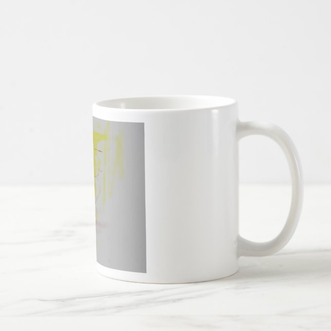 Mug Expressionniste Abstrait gris rouge jaune (Droite)