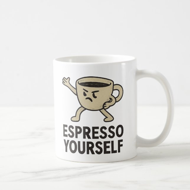 Mug "Exprimez votre Espresso" Dessin animé drôle de ca (Droite)