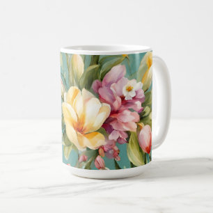 Mug Exquise rose, Magnolia Jaune aux fleurs blanches