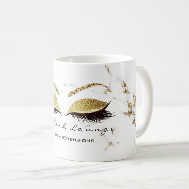 Mug Extension de cils Studio Nom maquillage Marble Gol (Devant droit)