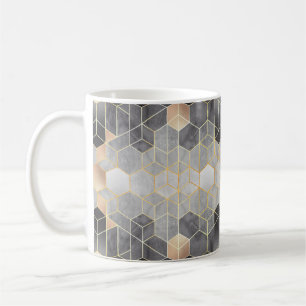 Mug Extraction géométrique des hexagones sur un noir e