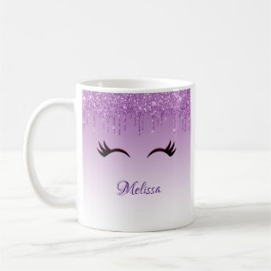 Mug Eyelashes rose et noir élégant sur Glitte de goutt