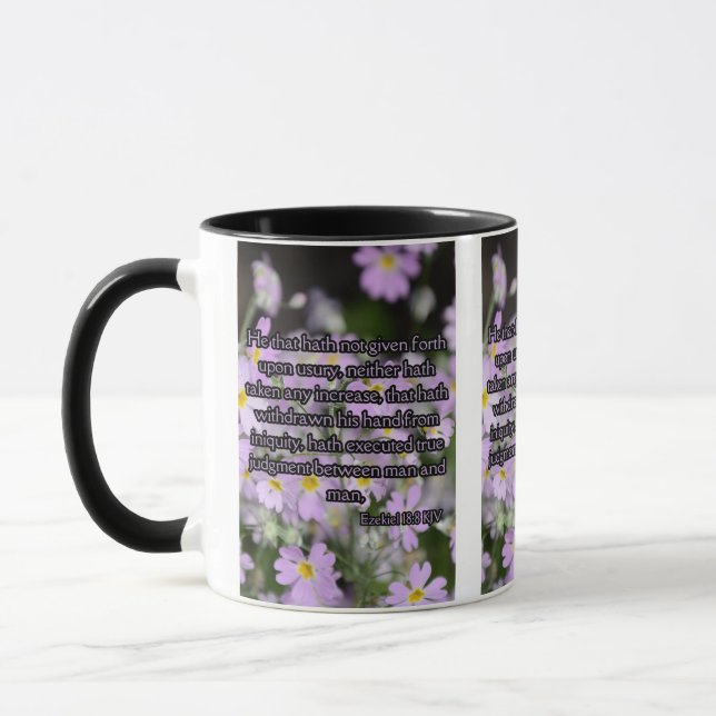 Mug Ezekiel 18:8 KJV Bible Verse Pic Deux Tons (Gauche)
