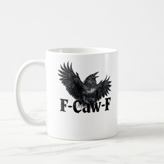 Mug F-Caw-F Angry Raven Art Print Gothic Crow Illustra (Gauche)