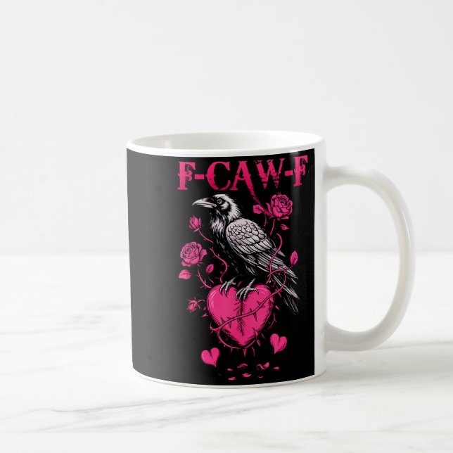 Mug F-caw-f Black Crow Black Bird Roses Heart Funny Va (Droite)