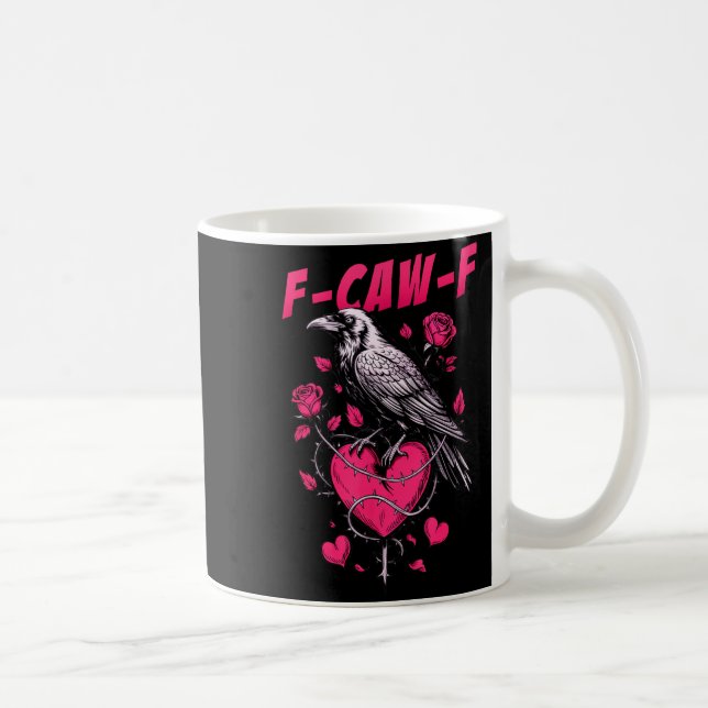 Mug F-caw-f Black Crow Black Bird Roses Heart Funny Va (Droite)