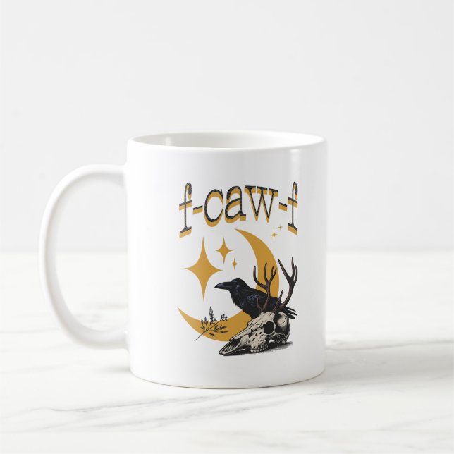 Mug F-Caw-F Black Crow Lover Humour foncé drôle Corbea (Gauche)