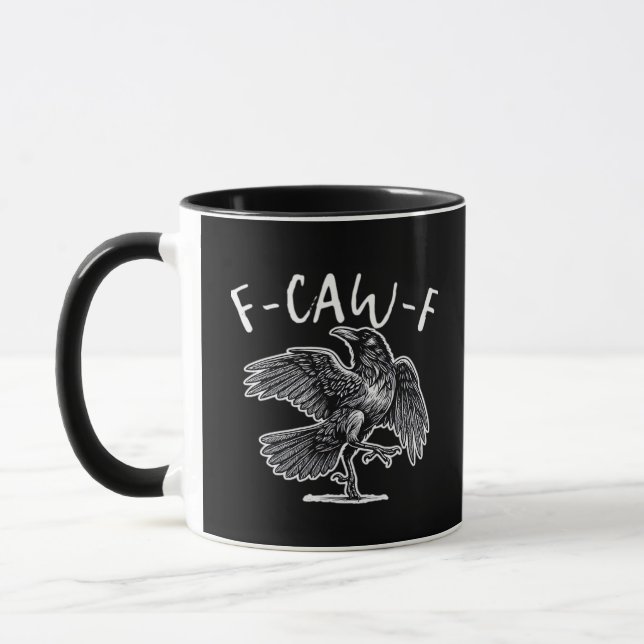 Mug F-Caw-F Corbeau Humour Gothique Drôle (Gauche)